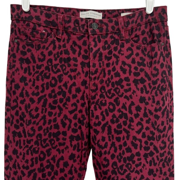 Social Standard Women's Animal Print Mid Rise Skinny Burgundy Denim Jeans Size 8 - Picture 5 of 12
